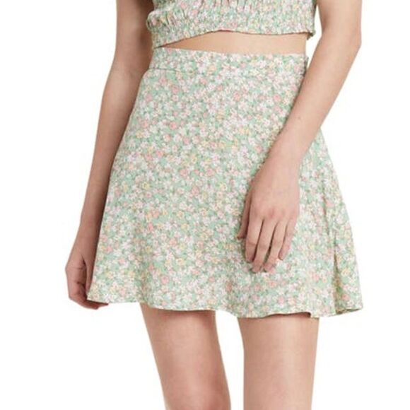 ELODIE Floral Print Mini Skirt Women Size Large - Picture 1 of 8